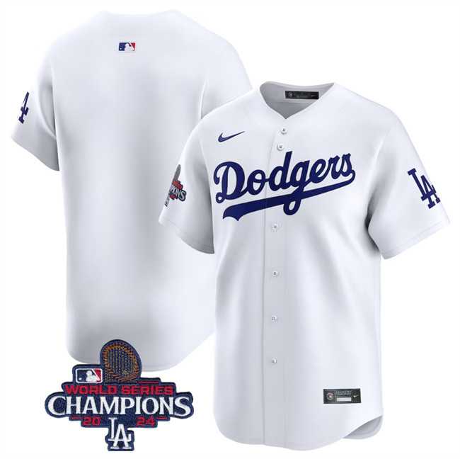 Mens Los Angeles Dodgers Blank White 2024 World Series Home Limited Stitched Baseball Jersey